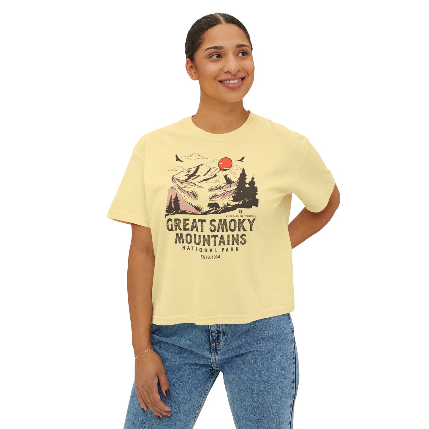 Great Smoky Mountains National Park Women's Short Sleeve Boxy Tee