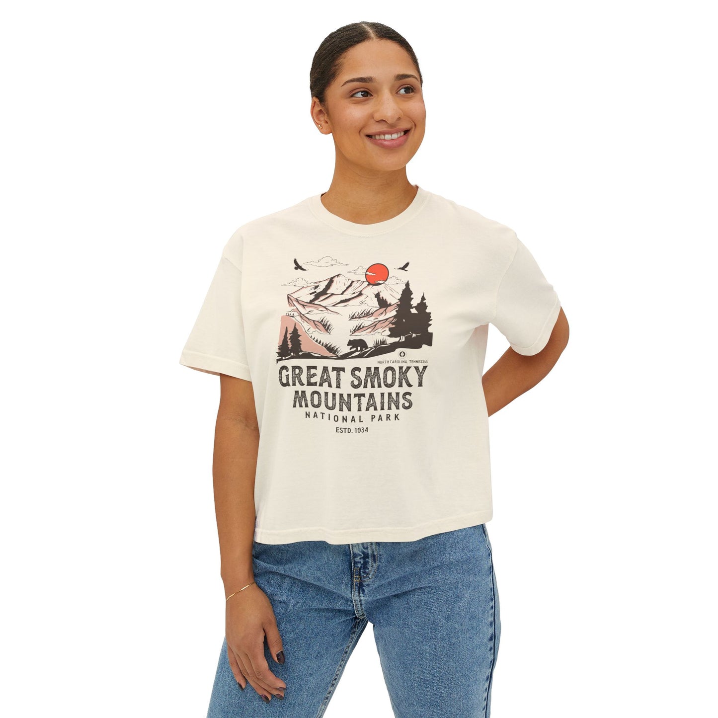 Great Smoky Mountains National Park Women's Short Sleeve Boxy Tee