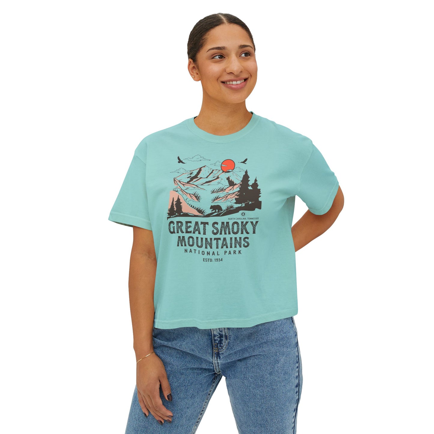 Great Smoky Mountains National Park Women's Short Sleeve Boxy Tee