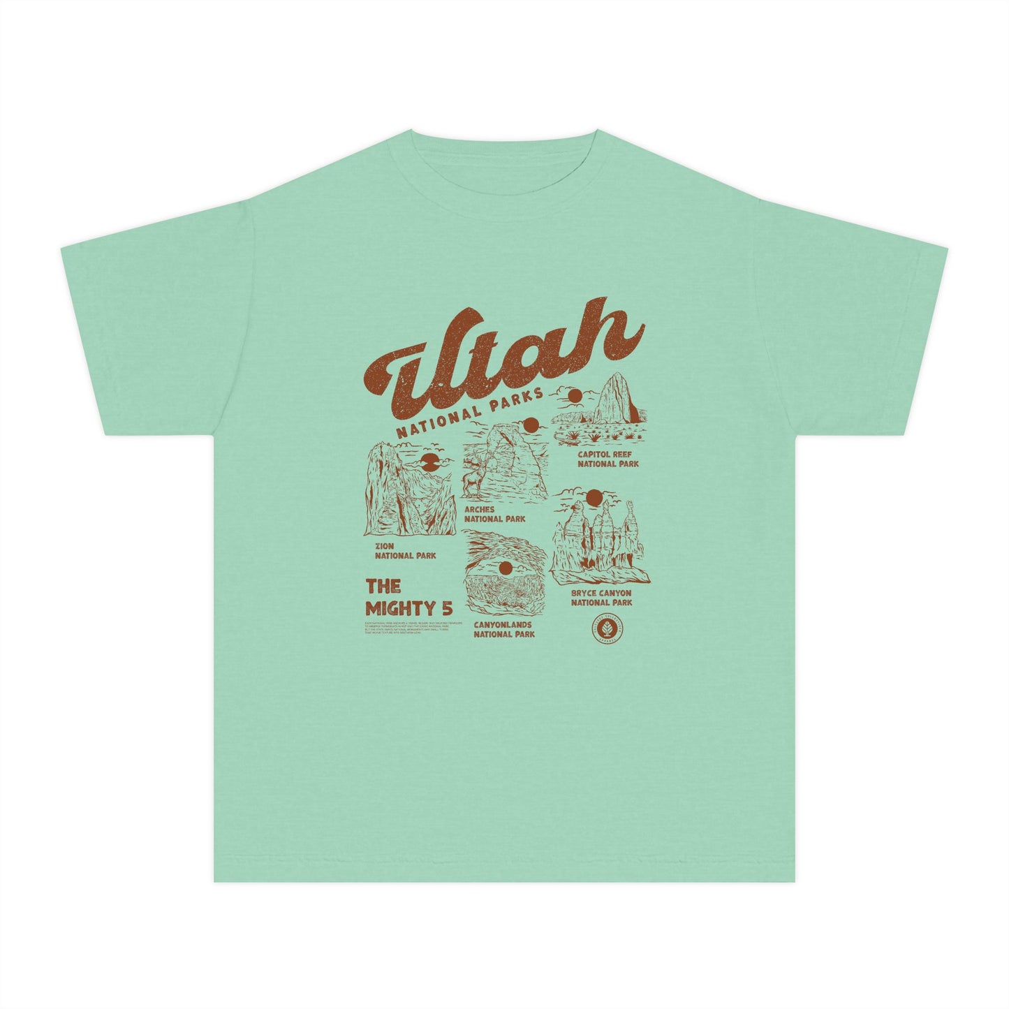 Utah National Parks Youth Shirt Mighty 5 Hiking Tee