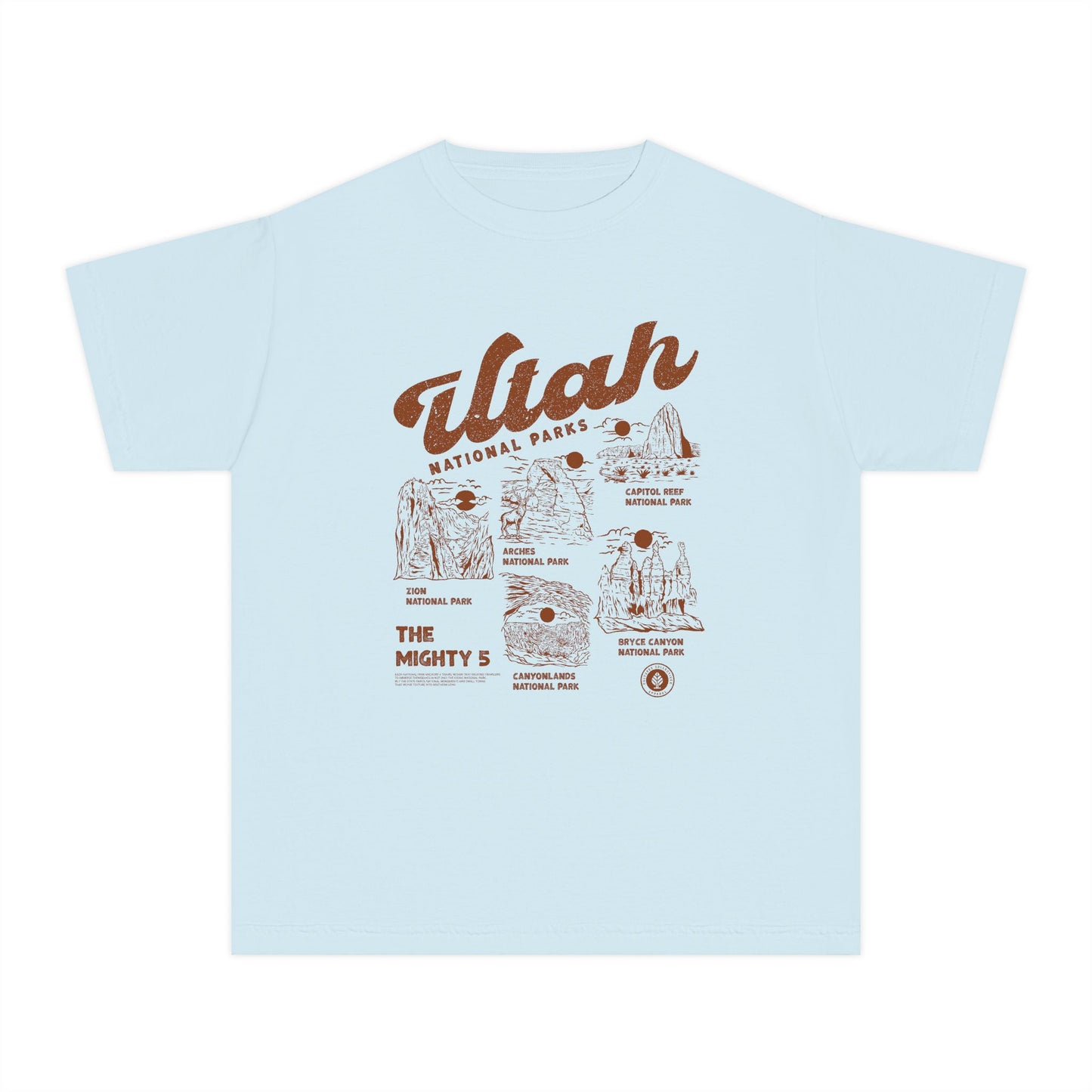 Utah National Parks Youth Shirt Mighty 5 Hiking Tee
