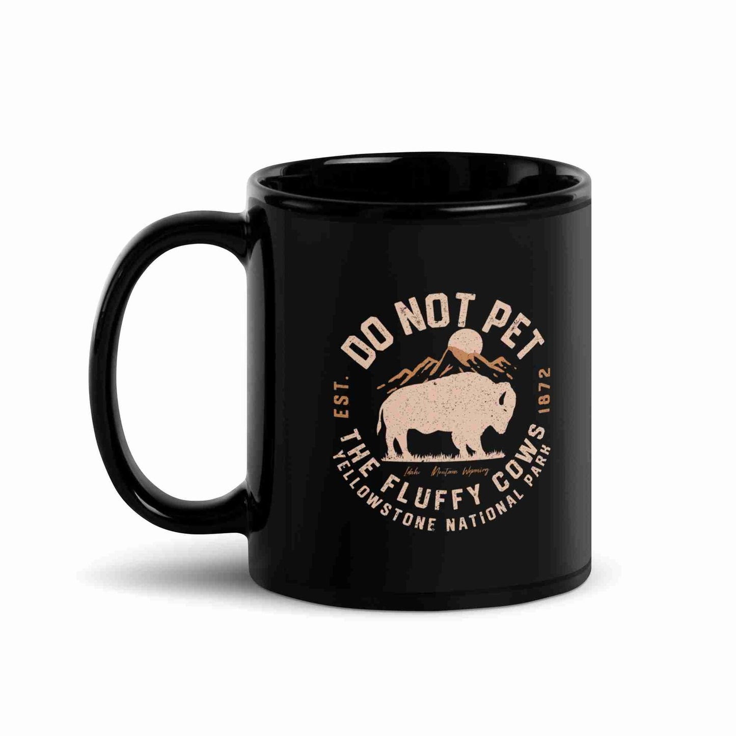 Do Not Pet The Fluffy Cows Black Glossy Mug