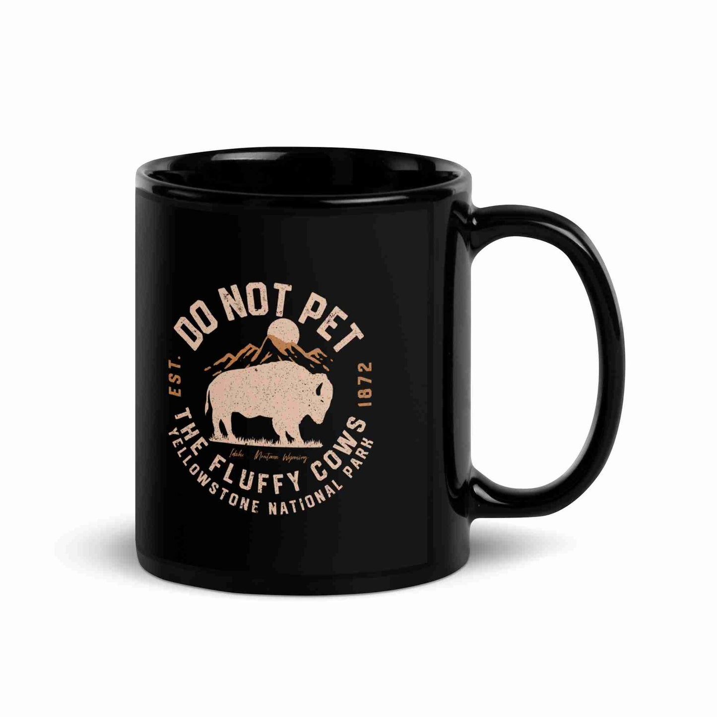 Do Not Pet The Fluffy Cows Black Glossy Mug