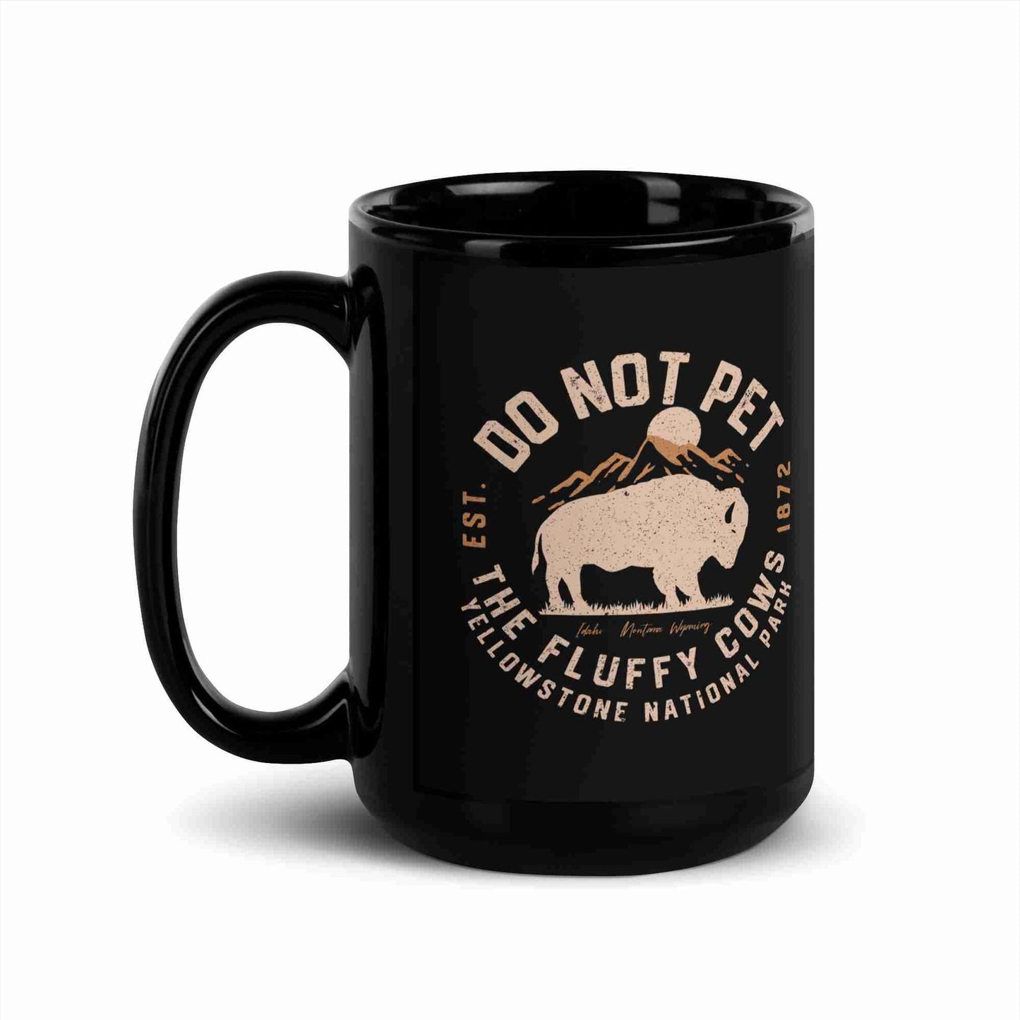 Do Not Pet The Fluffy Cows Black Glossy Mug